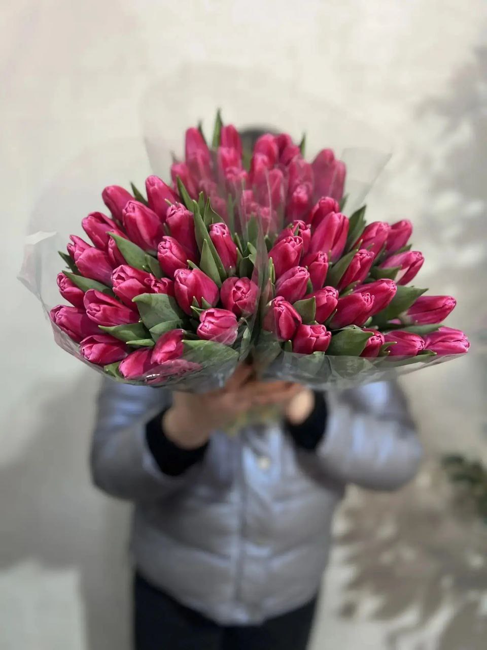 Темно-розовые тюльпаны (от 11 штук)