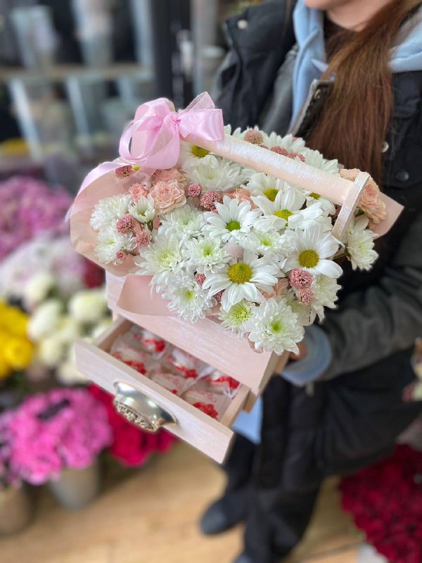 сладкая коробка с хризантемами «облако»