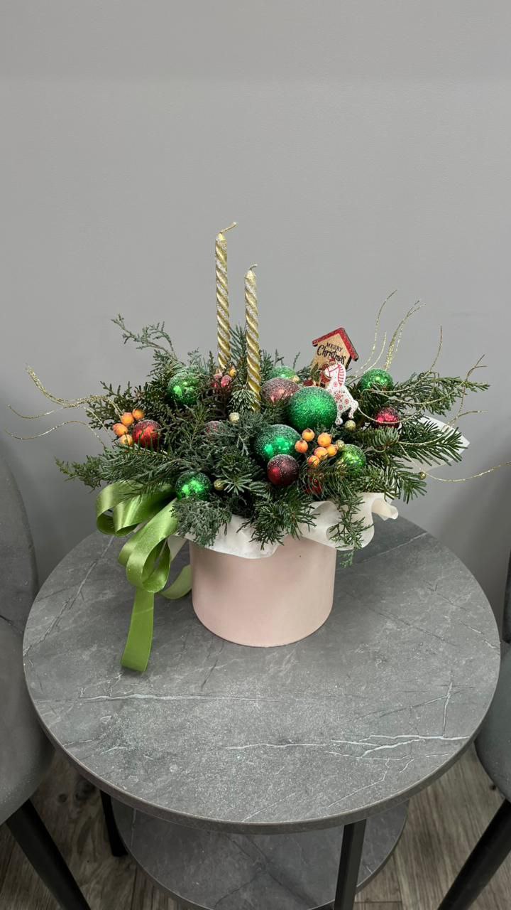 Новогодняя композиция в коробке