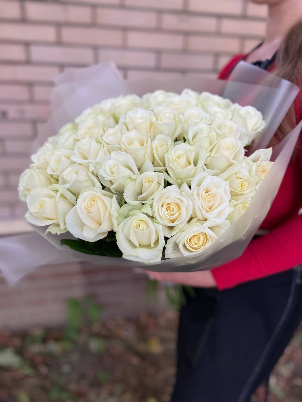 51 шт белая роза 50 см