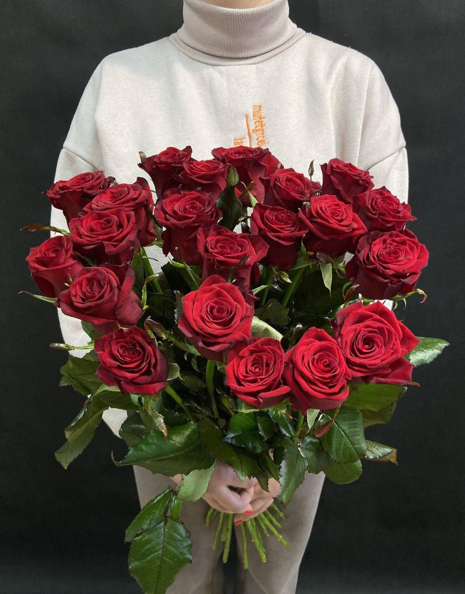 21 шт красная роза 60 см