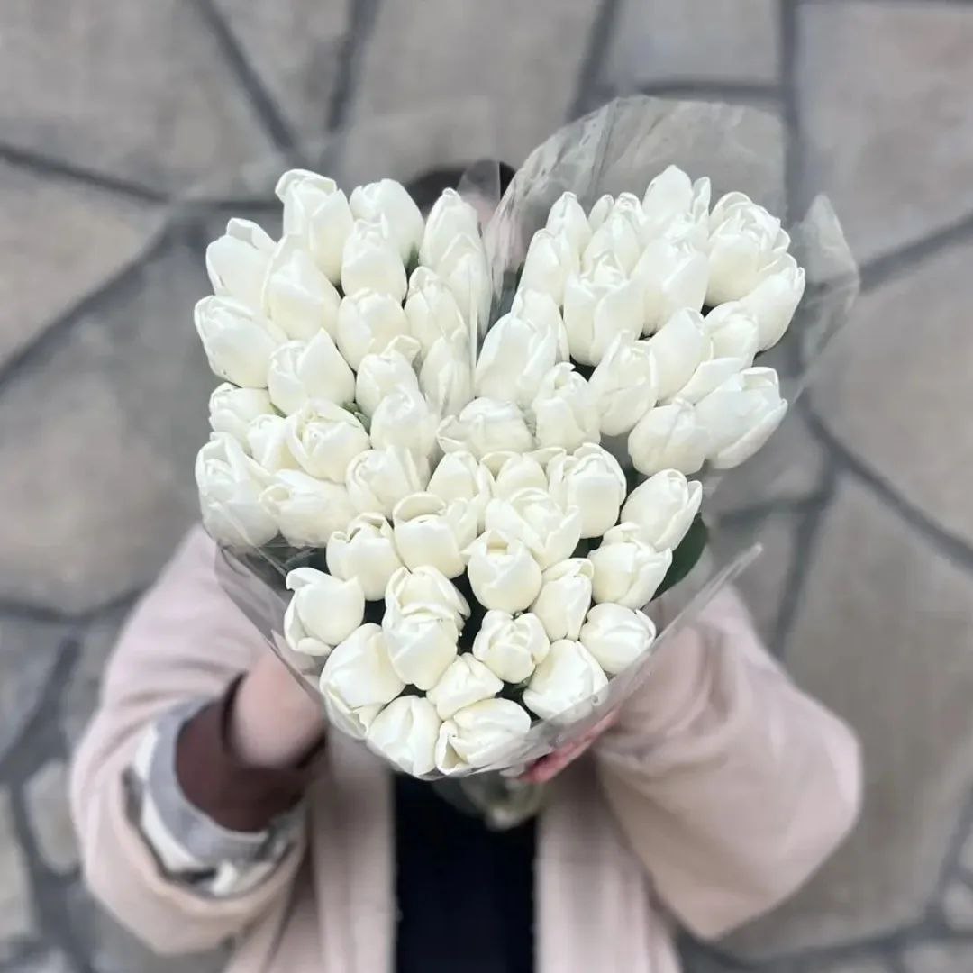 Белые тюльпаны штучно (от 11 штук)