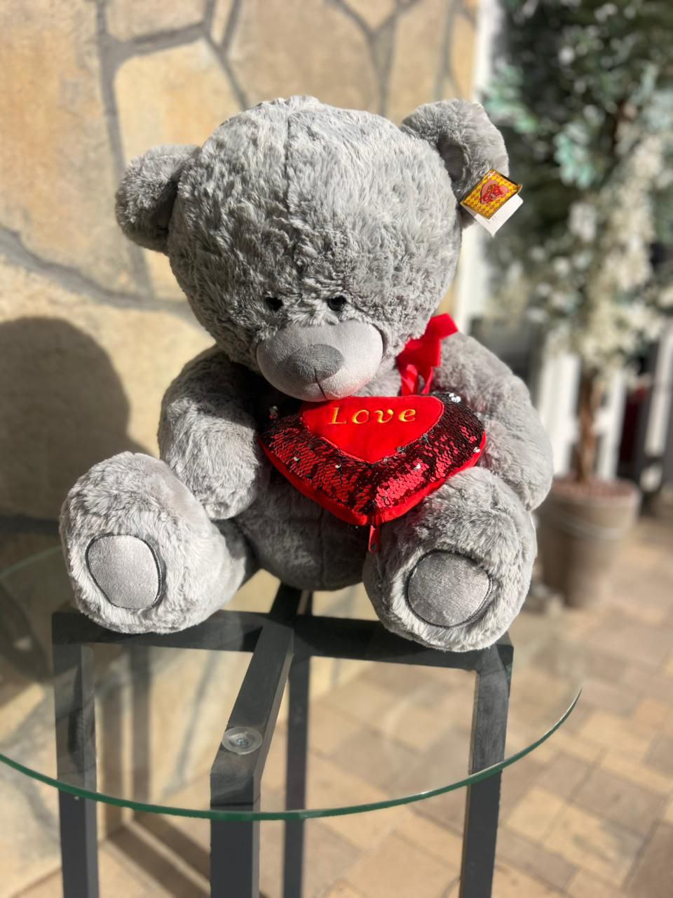 Мишка серый с сердцем 65/40