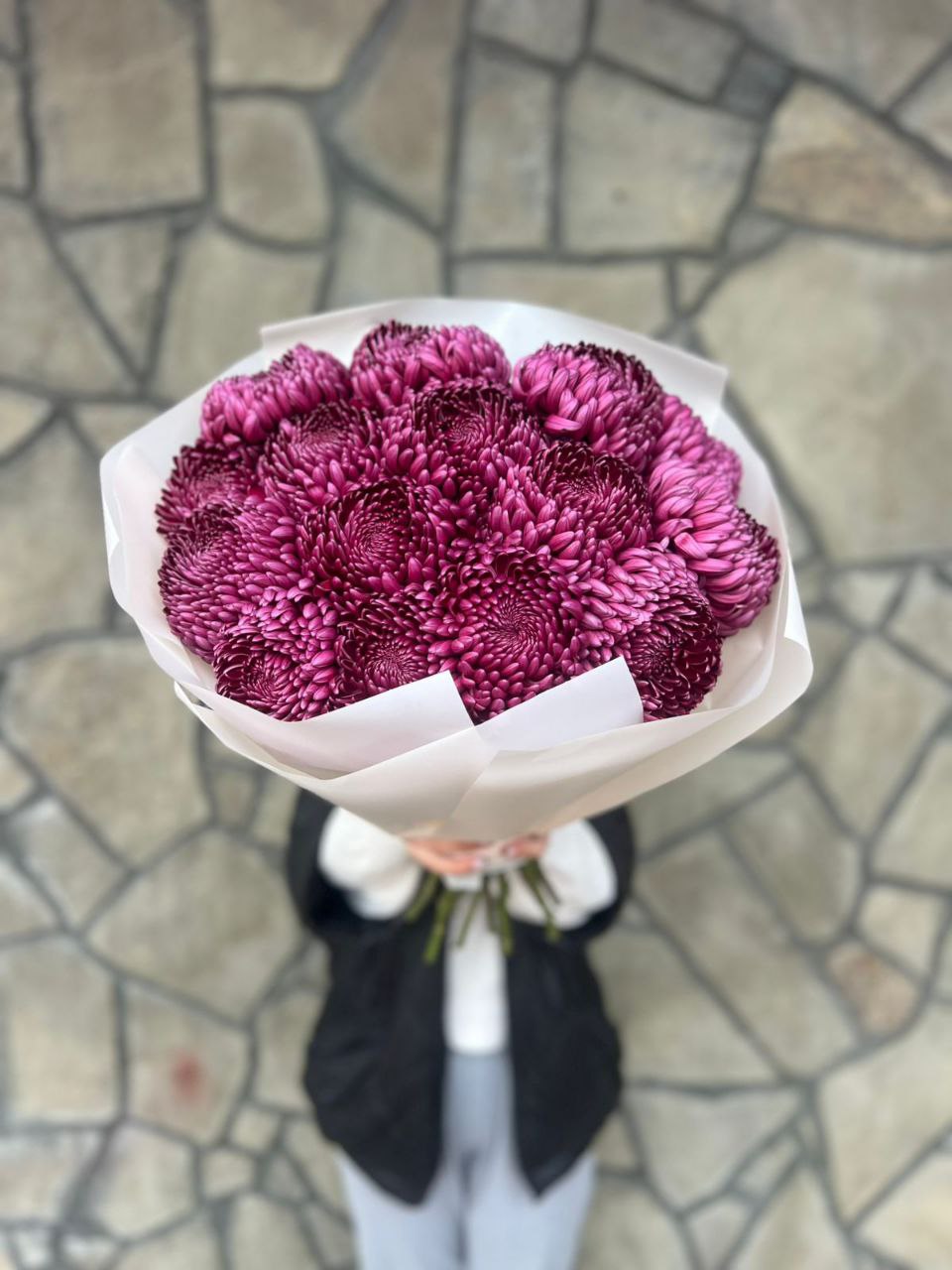 Букет из хризантем сорта "Бигуди"